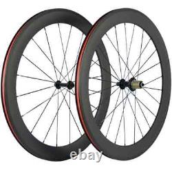 Carbon Road Bike 60mm Depth Clincher Basalt Braking Wheelset Surface 3k Matte
