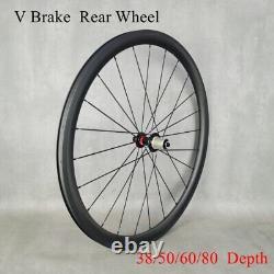 Carbon Road Bike Rear Wheel V Brake 700C 38/50/60/88x25mm UD Matte Glossy Finish
