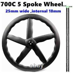 Carbon Road Bike Wheels 25MM Wide 5 Spoke 700C Racing Track Bicycle Wheelset