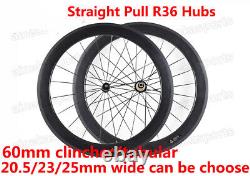 Carbon Road Bike Wheels Width 20.5/23/25mm Depth 60mm Clincher Tubular R36 Hub