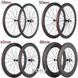 Carbon Road Bike Wheelset 38/50/60/88mm Clincher Tubular Wheels 25mm Width