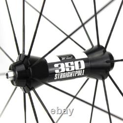 Carbon Road Bike Wheelset Bicycle QR Wheels Tubeless DT350 Hub Pillar Spokes