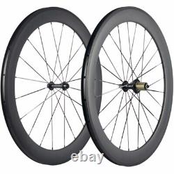 Carbon Road Bike Wheelset Depth 60mm Clincher Race Bike Wheels Black UD Matte
