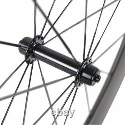 Carbon Road Bike Wheelset Depth 60mm Clincher Race Bike Wheels Black UD Matte