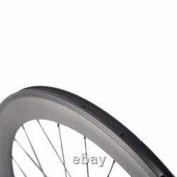 Carbon Road Bike Wheelset Depth 60mm Clincher Race Bike Wheels Black UD Matte