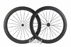 Carbon Road Bike Wheelset Depth 60mm Clincher Race Bike Wheels Black UD Matte