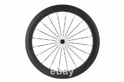 Carbon Road Bike Wheelset Depth 60mm Clincher Race Bike Wheels Black UD Matte