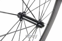 Carbon Road Bike Wheelset Depth 60mm Clincher Race Bike Wheels Black UD Matte