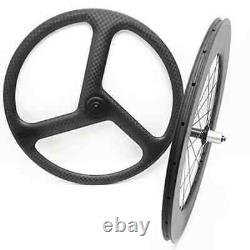 Carbon Road Bike Wheelset Front 3 Spokes Rear 88mm Tubular R36 Hubs Wheels