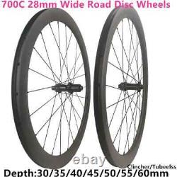 Carbon Wheels 700C 2830 35 40 45 55 60mm Road Bike Wheelset Center Lock