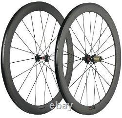 Carbon Wheels Road Bike Clincher Wheelset 50mm Depth 12K Matte Novatec 271 700C