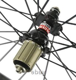 Carbon Wheels Road Bike Clincher Wheelset 50mm Depth 12K Matte Novatec 271 700C
