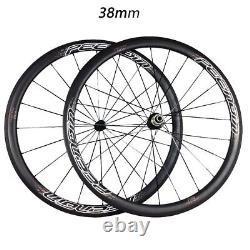 Carbon Wheelset 700C UD 23/25mm Width 38mm Depth Clincher Tubeless Tubular