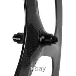 Carbon Wheelset Clincher 700C 3 Spoke Wheel for Road Bike 3K Glossy 7023mm