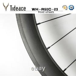 Cycling 700C 23mm width Carbon Fiber Road Bike Wheels Front+Rear OEM Bicycle Rim