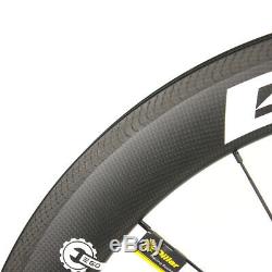 ELITE 700C Clincher Carbon Fiber Wheels Road Bike Wheelset Tubeless Novatec Hub