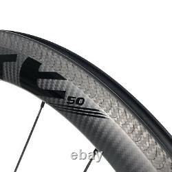 ELITE 700C Clincher Carbon Fiber Wheels Road Bike Wheelset Tubeless Novatec Hub