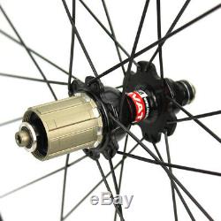 ELITE Carbon Fiber Wheels700C Clincher Road Bike Wheelset Tubeless Novatec Hub