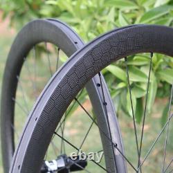 Football Weave Road Bike Carbon Fiber Wheelset Bicycle Wheel 700C Disc Tubeless