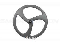 Full Carbon Wheels 50mm Deep 3 Spoke Road or Fixed Gear or Track Wheels Clincher