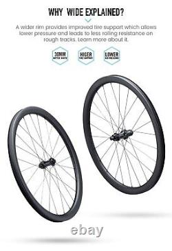 GRAVEL Carbon Wheelset Disc Brake Cyclocross Tubeless Ready 700C Wheels 38x30Rim