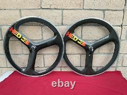 HED 3 Carbon Tri Spoke Clincher Wheelset 650c In Very Nice Condition