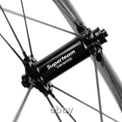 High quality Carbon Spoke Wheelset 700C Road Bicycle Wheels Tubeless Ceramic Hub