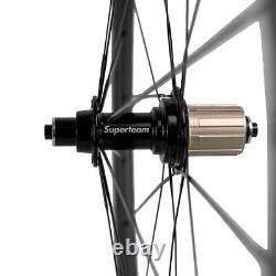 Hot! Superteam 700C Clincher Wheels 50mm Carbon Wheelset Road Bike 23mm Wheels