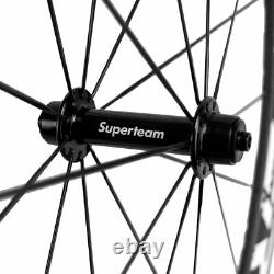 NEW 700C Clincher Carbon Wheelset 50mm Road Bike Superteam Carbon Wheels R13 Hub