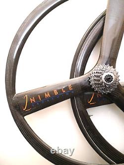 NIMBLE Crosswind Carbon Tri Spoke Tubular ROAD Wheelset 700c Made in USA