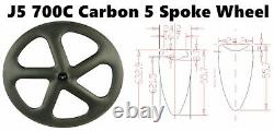 Racing 5 Spoke Carbon Bicycle Wheels 700C Tubeless Road Track Bike Wheelset