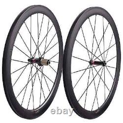 Road Bike 50mm Carbon Fiber Wheelset Tubuless Bicycle Carbon Front / Rear Wheels
