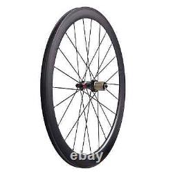Road Bike 50mm Carbon Fiber Wheelset Tubuless Bicycle Carbon Front / Rear Wheels