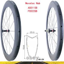 Road Bike 55X25mm 700C Carbon Wheelset Tubular 20H 24H Rims V Brake XD Hub