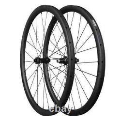 Road Bike 700C Carbon Wheels Clincher Disc Brake Wheelset with Straight Pull Hub