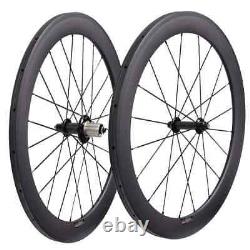 Road Bike Carbon Fiber Racing Wheelset 25mm Wide 60mm Clincher Tubular Wheels