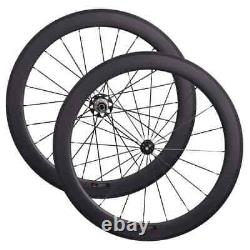 Road Bike Carbon Fiber Racing Wheelset 25mm Wide 60mm Clincher Tubular Wheels