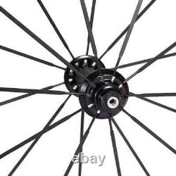 Road Bike Carbon Fiber Racing Wheelset 25mm Wide 60mm Clincher Tubular Wheels