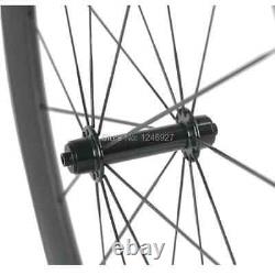 Road Bike Carbon Fibre 60mm Clincher Wheelset 23mm Width R13 Black Hub Wheels