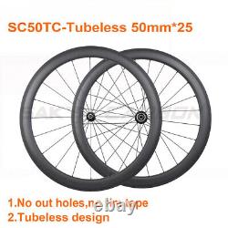 Road Bike Carbon Wheels 50mm Depth 25mm Wide Wheels Tubeless 20/24 Holes