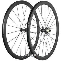 Road Bike Carbon Wheels 700C 38mm Depth 3K Matte Wheelset with Powerway R51 Hub