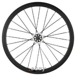 Road Bike Carbon Wheels 700C 38mm Depth 3K Matte Wheelset with Powerway R51 Hub