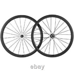 Road Bike Carbon Wheels 700C 38mm Depth 3K Matte Wheelset with Powerway R51 Hub