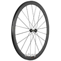 Road Bike Carbon Wheels 700C 38mm Depth 3K Matte Wheelset with Powerway R51 Hub