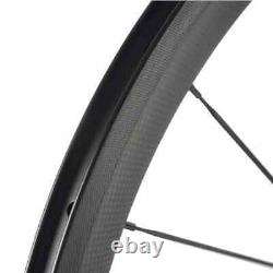 Road Bike Carbon Wheels 700C 38mm Depth 3K Matte Wheelset with Powerway R51 Hub