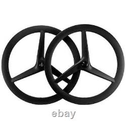 Road Bike Carbon Wheels 700C Tri Spokes Disc Brake Tubeless Bike Wheelset