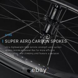 Road Carbon Wheel 46/50MM Ceramic Tubless Clincher AERO Carbon Spokes Disc Brake