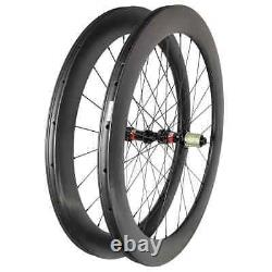 Road Gravel bike 55mm Deep Carbon Wheels Clincher Tubeless 25mm Wide Center Lock