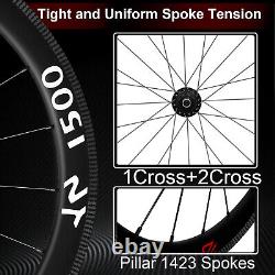 Road Racing Bike Wheelset 700C Carbon Rim 50mm Clincher/Tubeless Ready QR Wheels