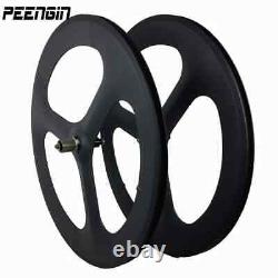 Road Track Bicycle Fixe Gear Carbon 3 Spoke Wheels Clincher Integrated Wheelset